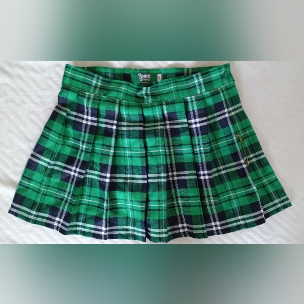 S/M green plaid mini skirt